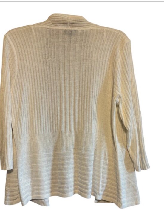 Apt 9 White Ribbed Lightweight Cardigan Sweater Casual Spring & Summer  Large - Picture 2 of 4
